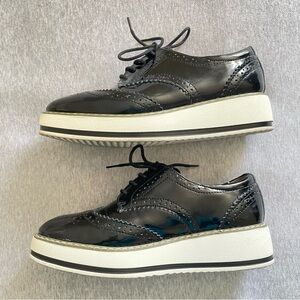 Dadawen Women’s US10 EU40 Black Oxford Platform Lace Up Shoes